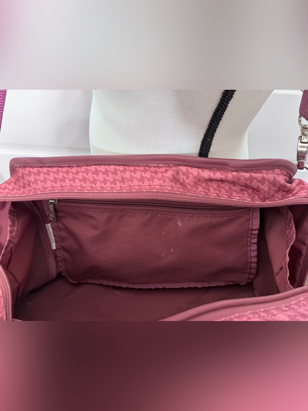 Retro Ricardo Beverly Hills Raspberry Houndstooth Weekender Bag - Picture 4 of 13